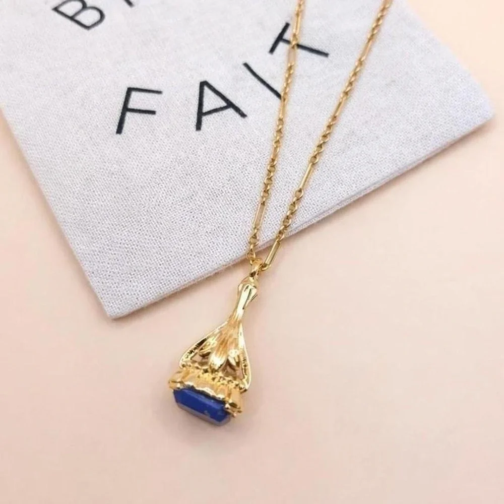 Madewell Gold and blue lapis‎ lazuli necklace